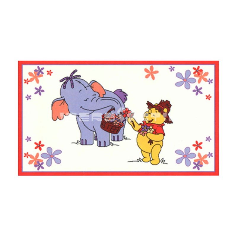 Alfombra Disney Elefante y Winnie Pooh0.6x1 Blanco con SOPORTE ANTIDESLIZANTE