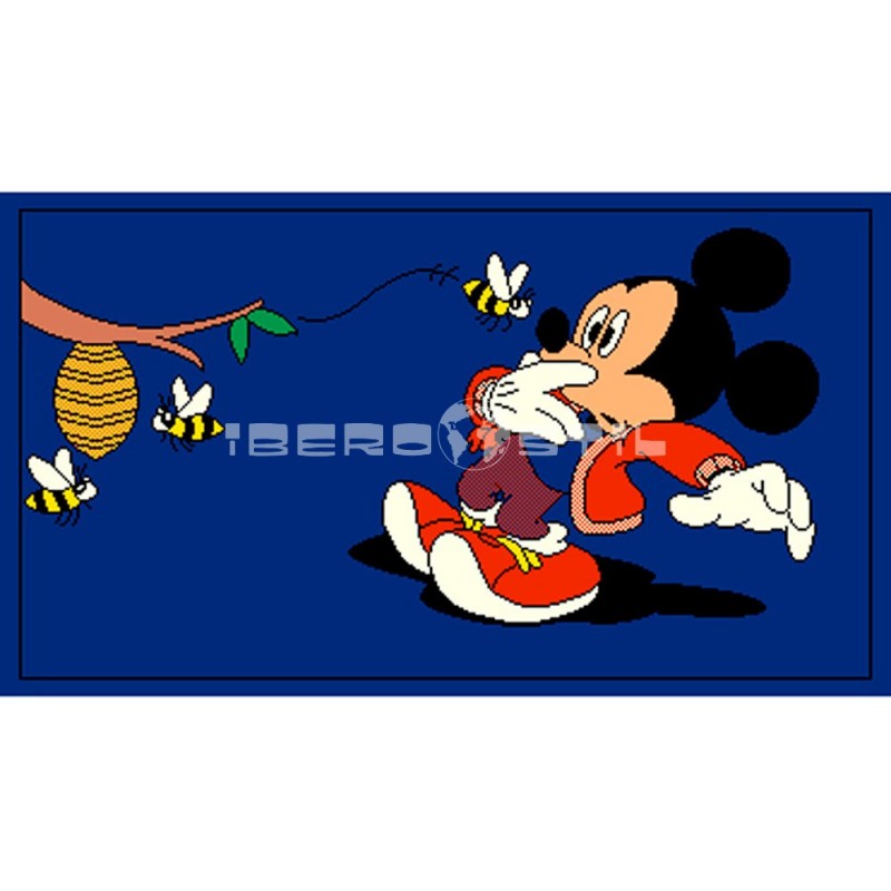 Alfombra Disney Mickey Mouse  0.6x1 Azul con SOPORTE ANTIDESLIZANTE
