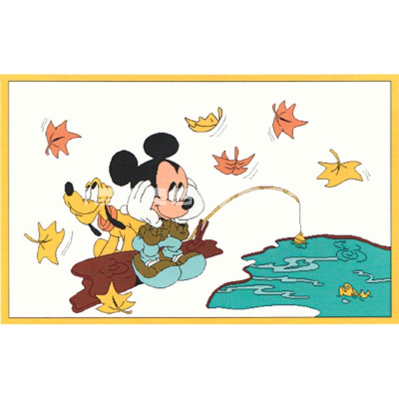 Alfombra Disney Mickey pescando 1x1.60 Beige con SOPORTE ANTIDESLIZANTE
