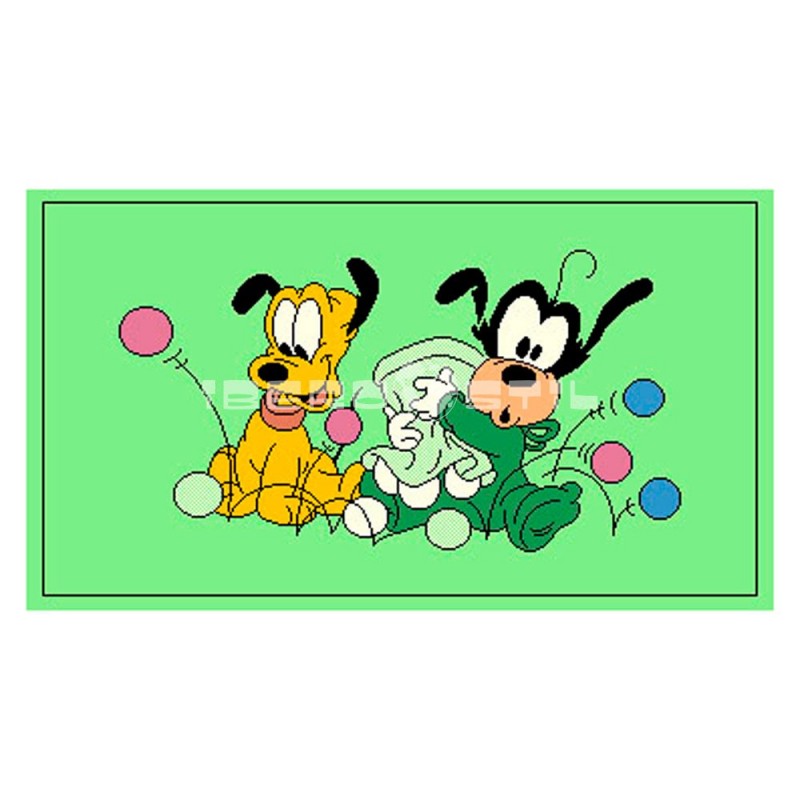 Alfombra Disney Pluto y Goofy pequeños 0.6x1 Verde con SOPORTE ANTIDESLIZANTE