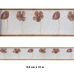 Cenefa semi-adhesiva con estampado floral en tonos marrones