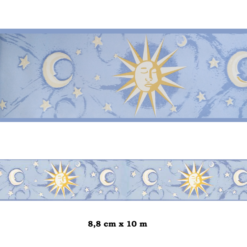 Moon Cenefa SEMI-ADHESIVA sol y luna en tonos azules