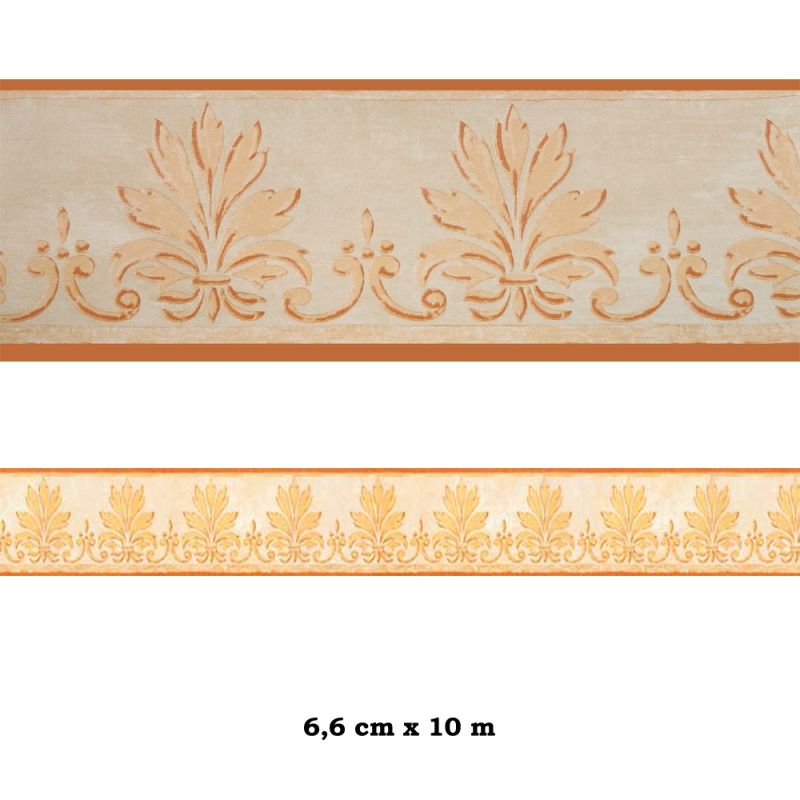 Flor de Lis 6.6 cm Cenefa SEMI-ADHESIVA en tono naranja